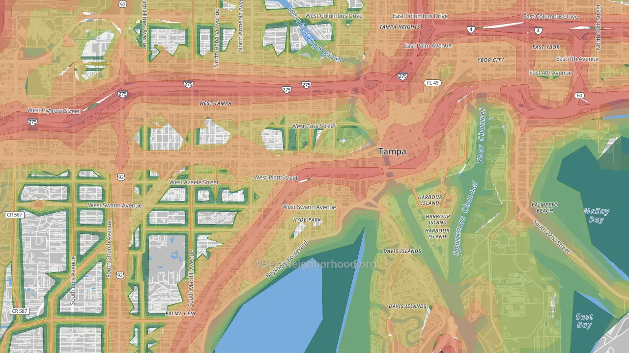 North Hyde Park, Tampa, FL Map of Noise Levels in North Hyde Park