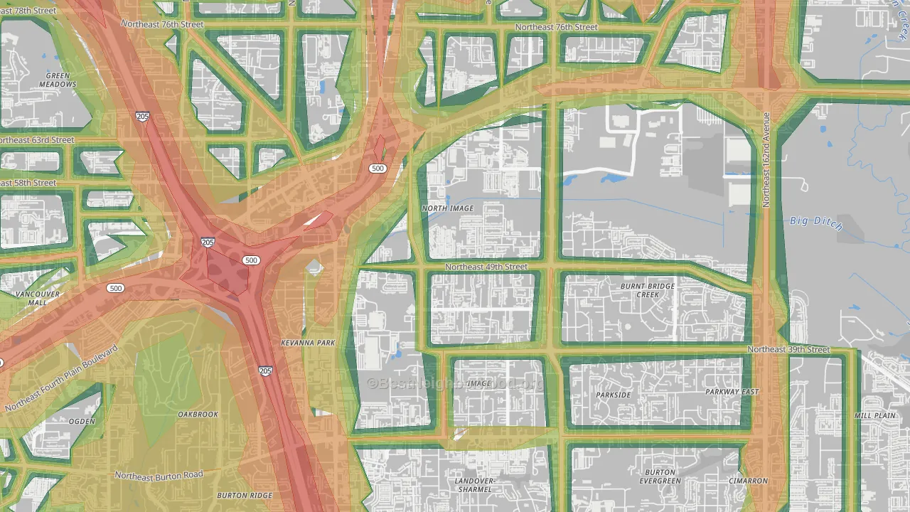 North Image, Vancouver, WA Map of Noise Levels in North Image