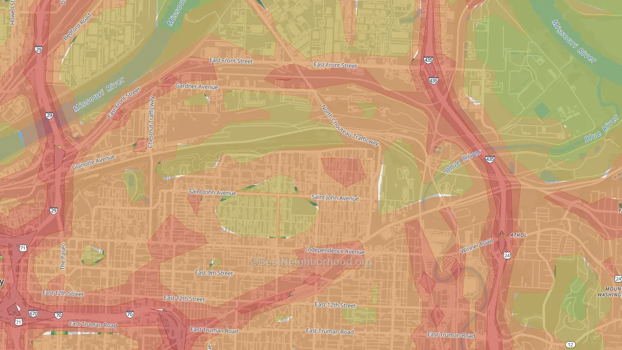 North India Mound, Kansas City, MO Map of Noise Levels in North India Mound