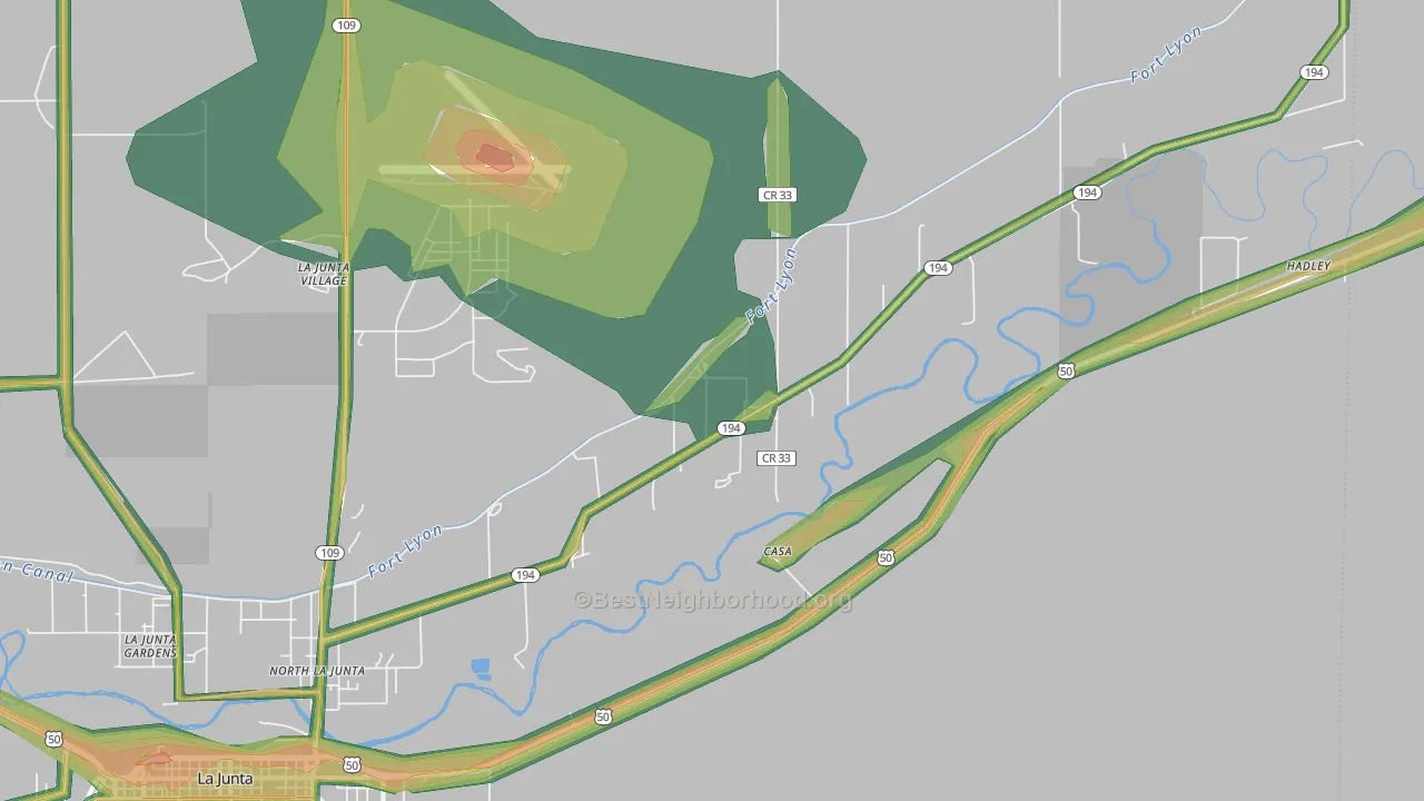 North La Junta, CO Map of Noise Levels in North La Junta