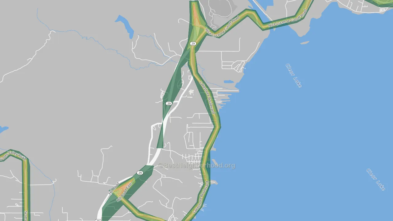 North Lakeport, CA Map of Noise Levels in North Lakeport