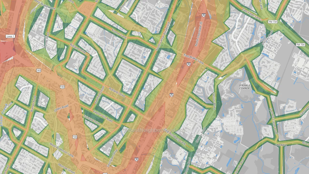 North Lamar, Austin, TX Map of Noise Levels in North Lamar