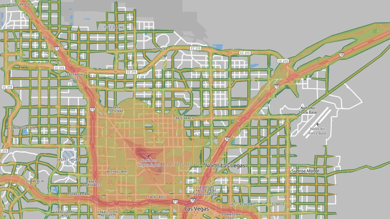 North Las Vegas, NV Map of Noise Levels in North Las Vegas