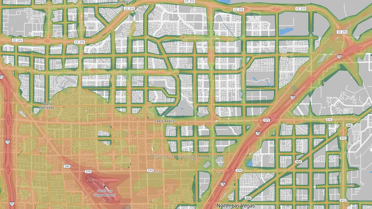 North Last Vegas, North Las Vegas, NV Map of Noise Levels in North Last Vegas
