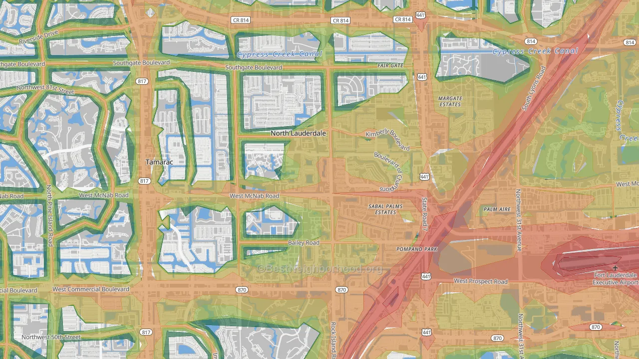North Lauderdale, FL Map of Noise Levels in North Lauderdale