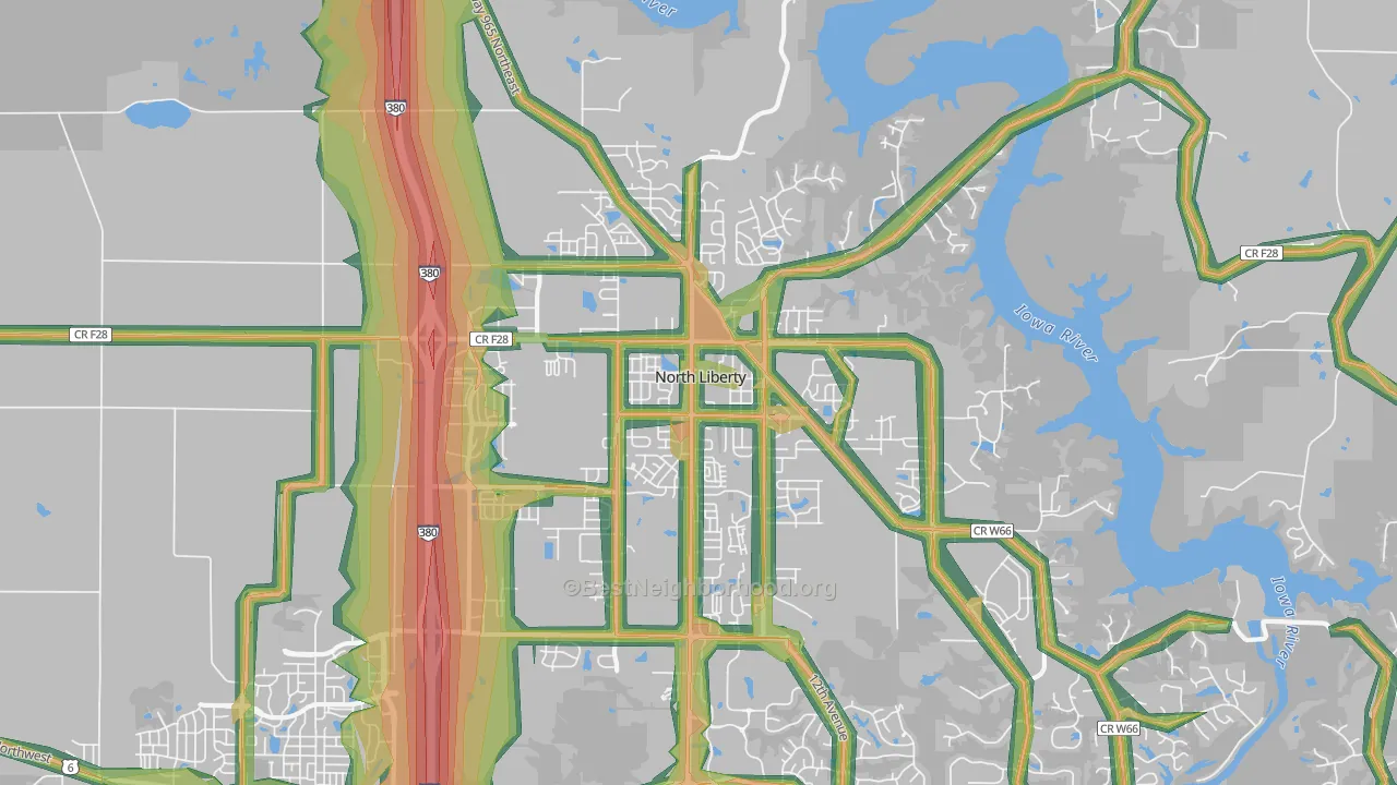 North Liberty, IA Map of Noise Levels in North Liberty