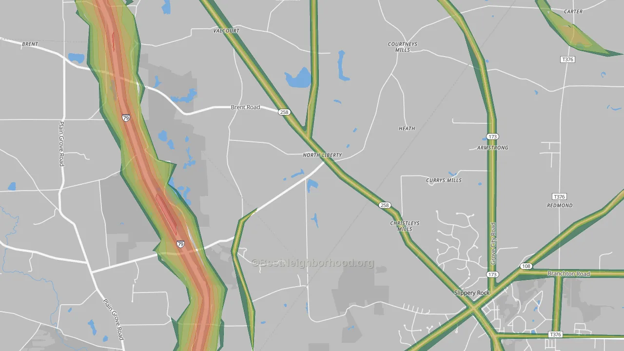 North Liberty, PA Map of Noise Levels in North Liberty