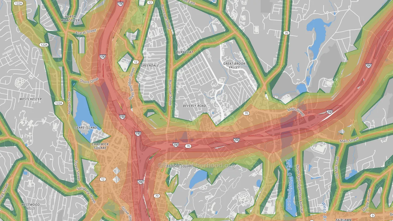 North Lincoln Street, Worcester, MA Map of Noise Levels in North Lincoln Street