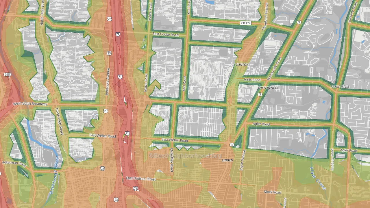 North Linden, Columbus, OH Map of Noise Levels in North Linden