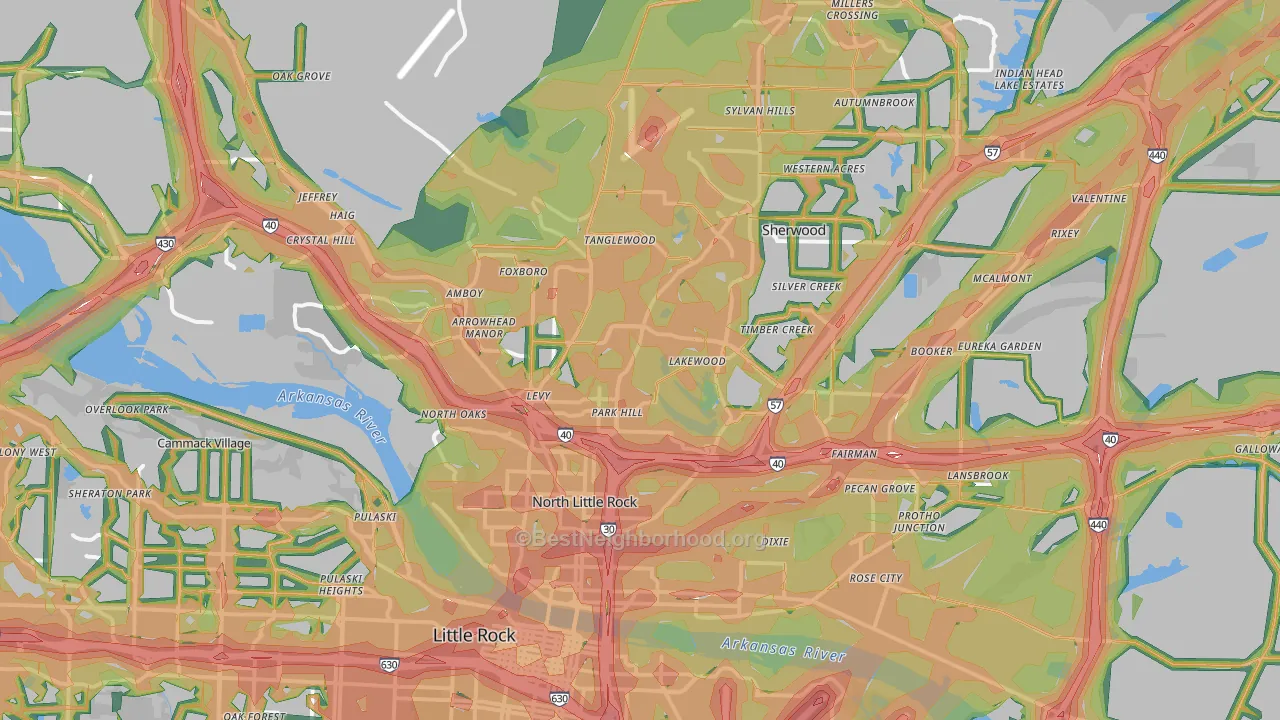 North Little Rock, AR Map of Noise Levels in North Little Rock