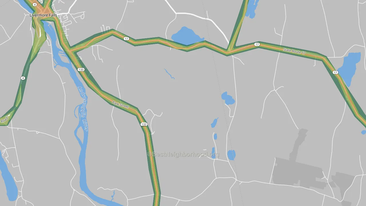 North Livermore, ME Map of Noise Levels in North Livermore
