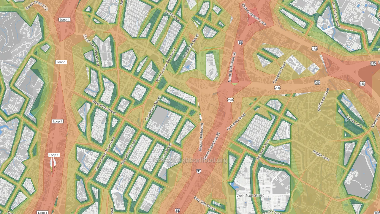 North Loop, Austin, TX Map of Noise Levels in North Loop