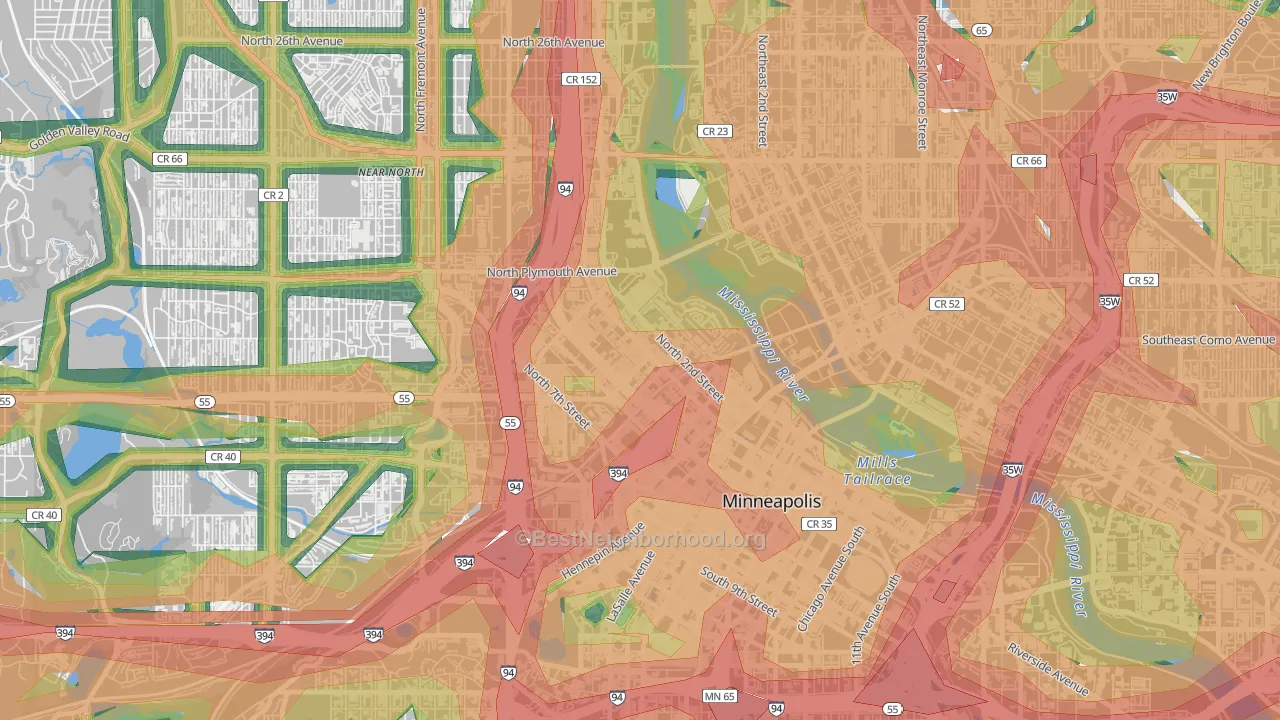 North Loop, Minneapolis, MN Map of Noise Levels in North Loop