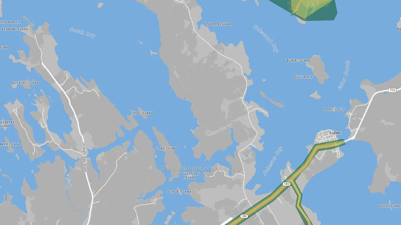 North Lubec, ME Map of Noise Levels in North Lubec