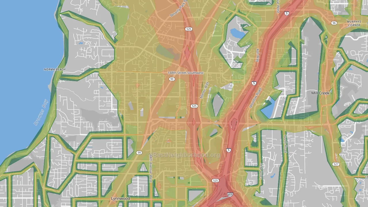 North Lynnwood, WA Map of Noise Levels in North Lynnwood