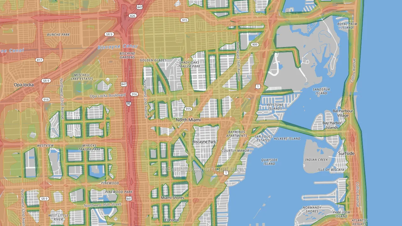 North Miami, FL Map of Noise Levels in North Miami