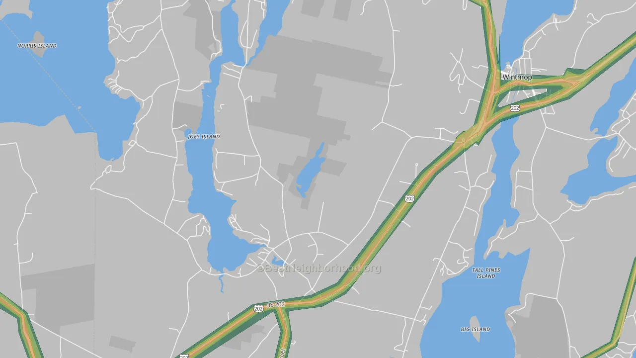 North Monmouth, ME Map of Noise Levels in North Monmouth