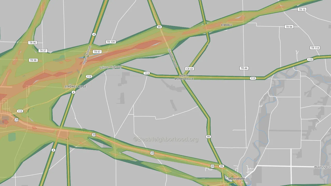 North Monroeville, OH Map of Noise Levels in North Monroeville