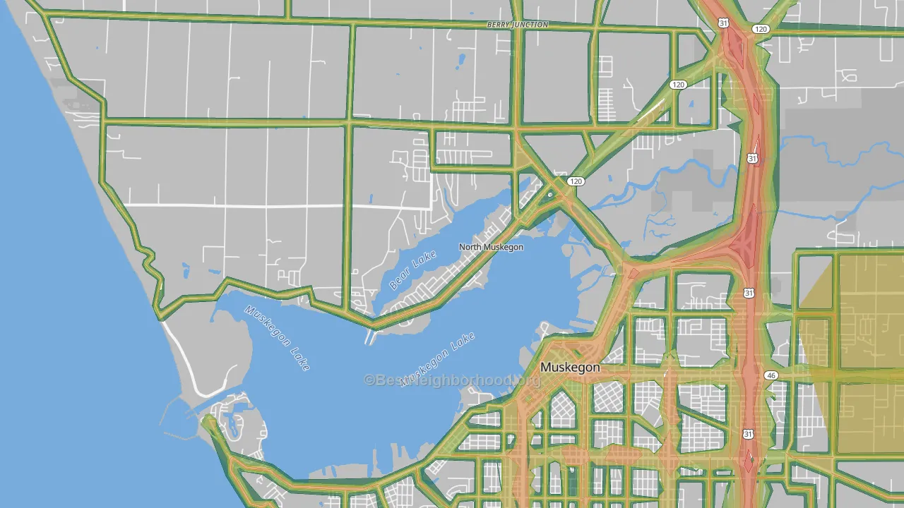North Muskegon, MI Map of Noise Levels in North Muskegon