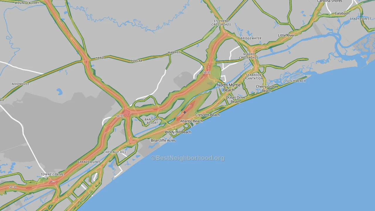 North Myrtle Beach, SC Map of Noise Levels in North Myrtle Beach