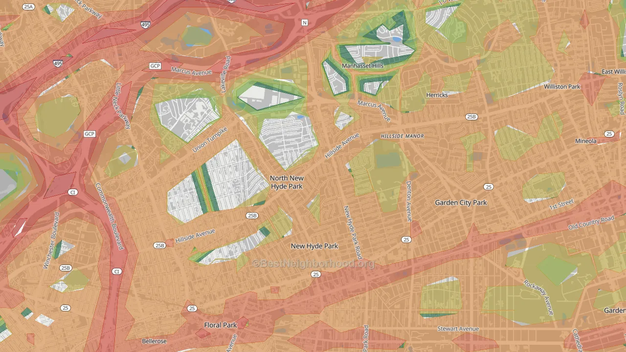 North New Hyde Park, NY Map of Noise Levels in North New Hyde Park