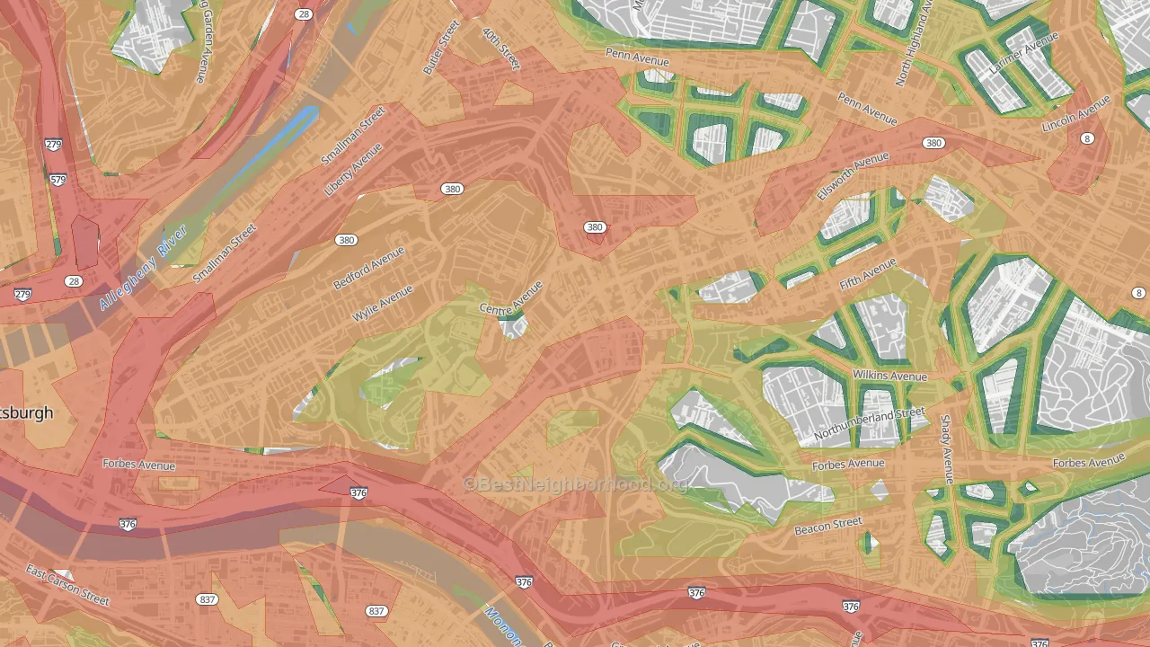 North Oakland, Pittsburgh, PA Map of Noise Levels in North Oakland