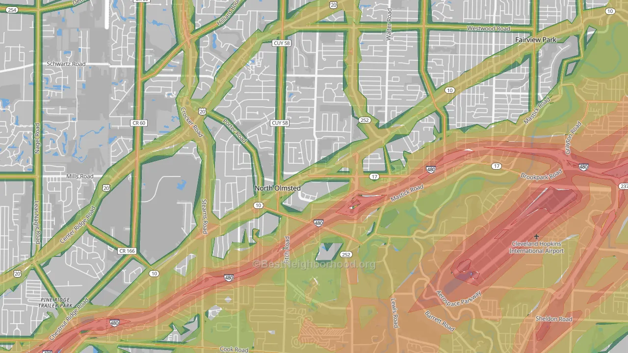 North Olmsted, OH Map of Noise Levels in North Olmsted
