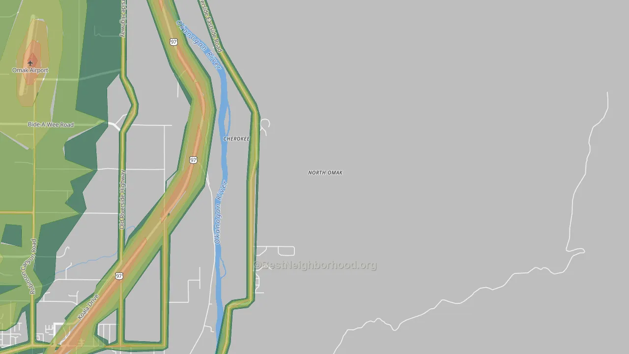 North Omak, WA Map of Noise Levels in North Omak