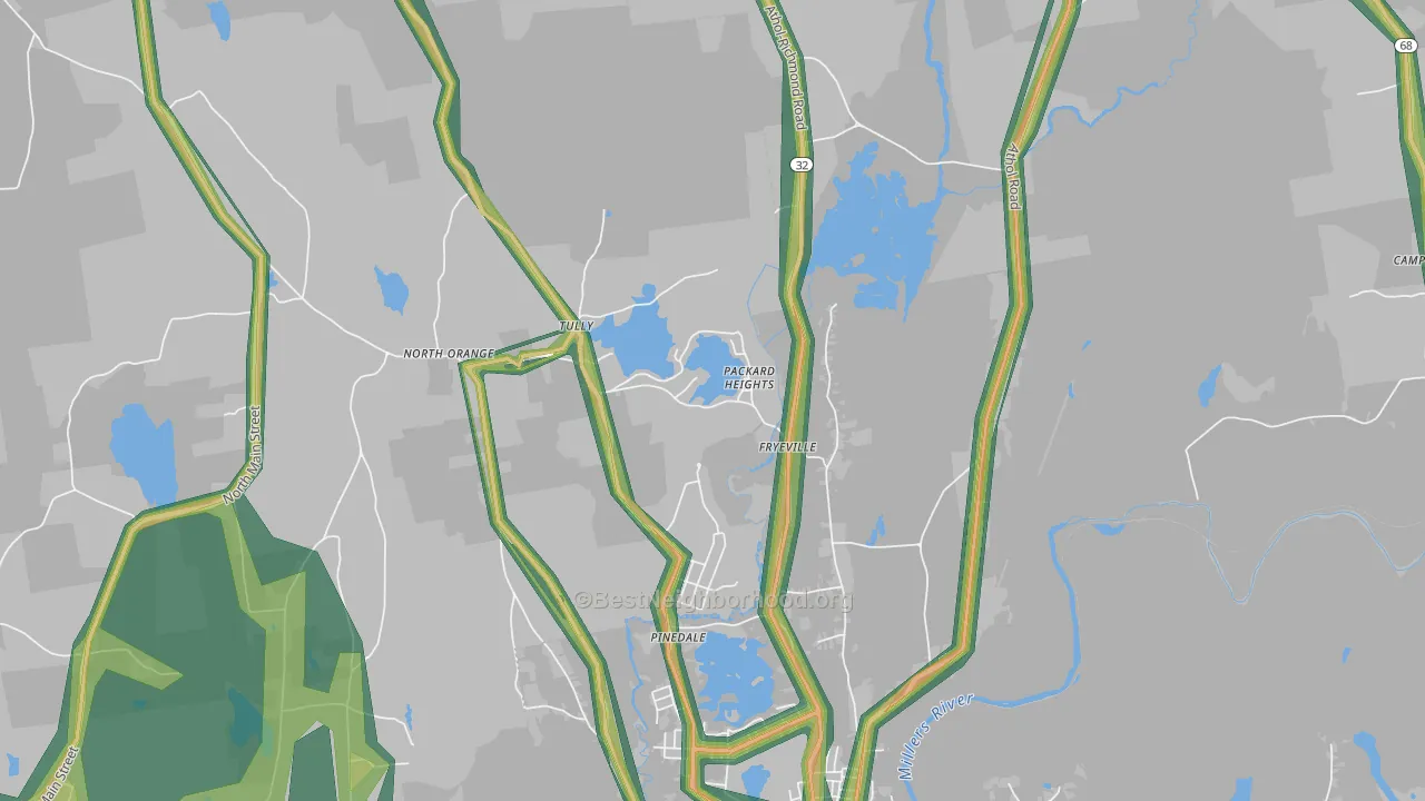 North Orange, MA Map of Noise Levels in North Orange