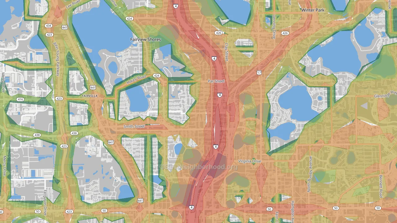 North Orange, Orlando, FL Map of Noise Levels in North Orange