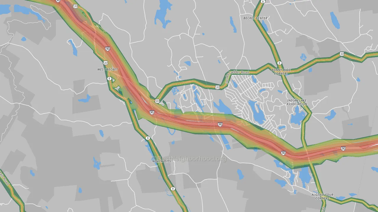 North Otis, MA Map of Noise Levels in North Otis