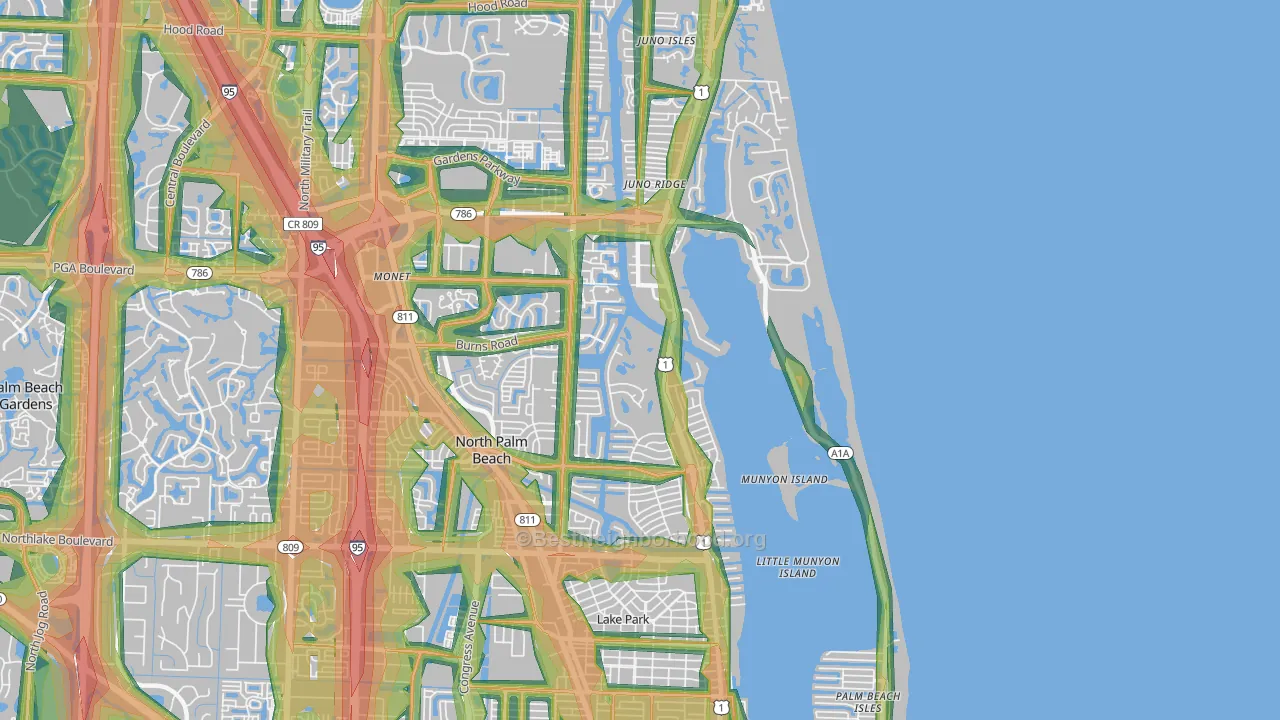 North Palm Beach, FL Map of Noise Levels in North Palm Beach