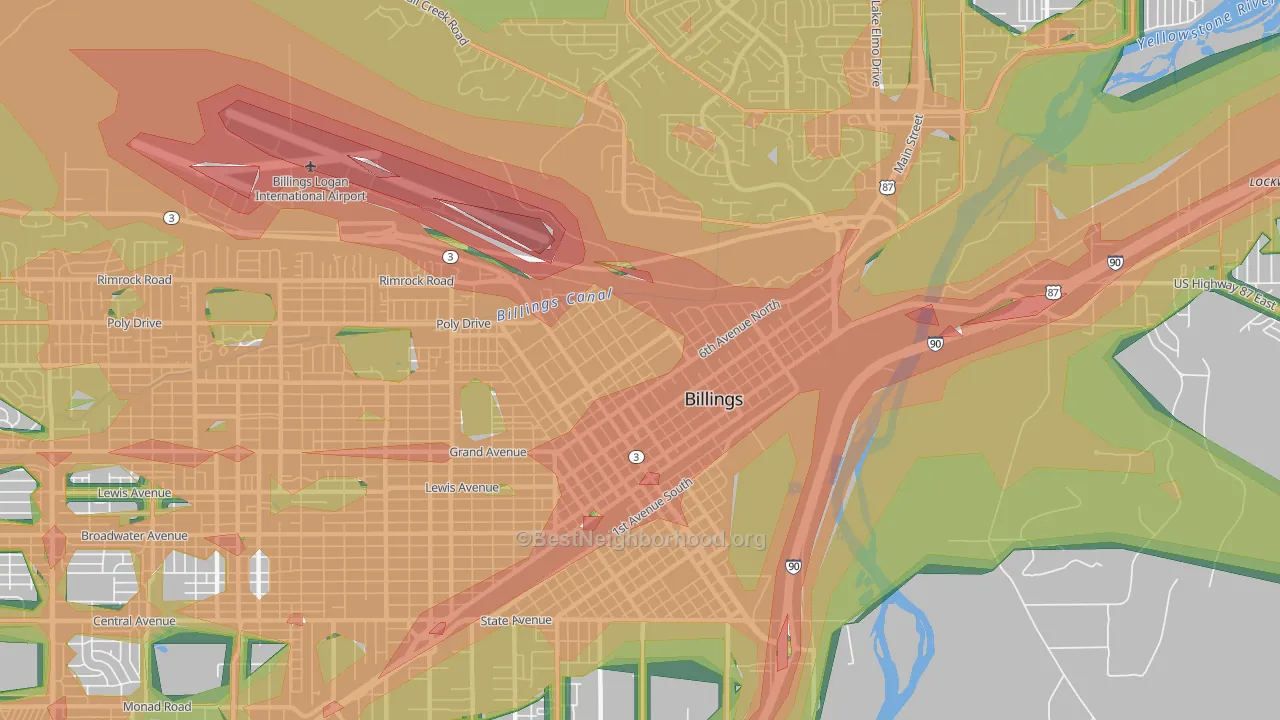 North Park, Billings, MT Map of Noise Levels in North Park