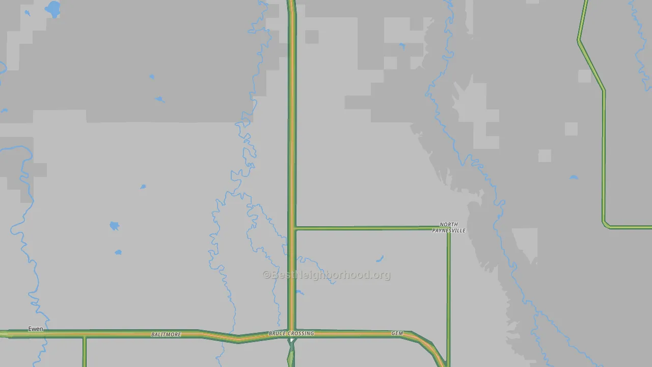 North Paynesville, MI Map of Noise Levels in North Paynesville