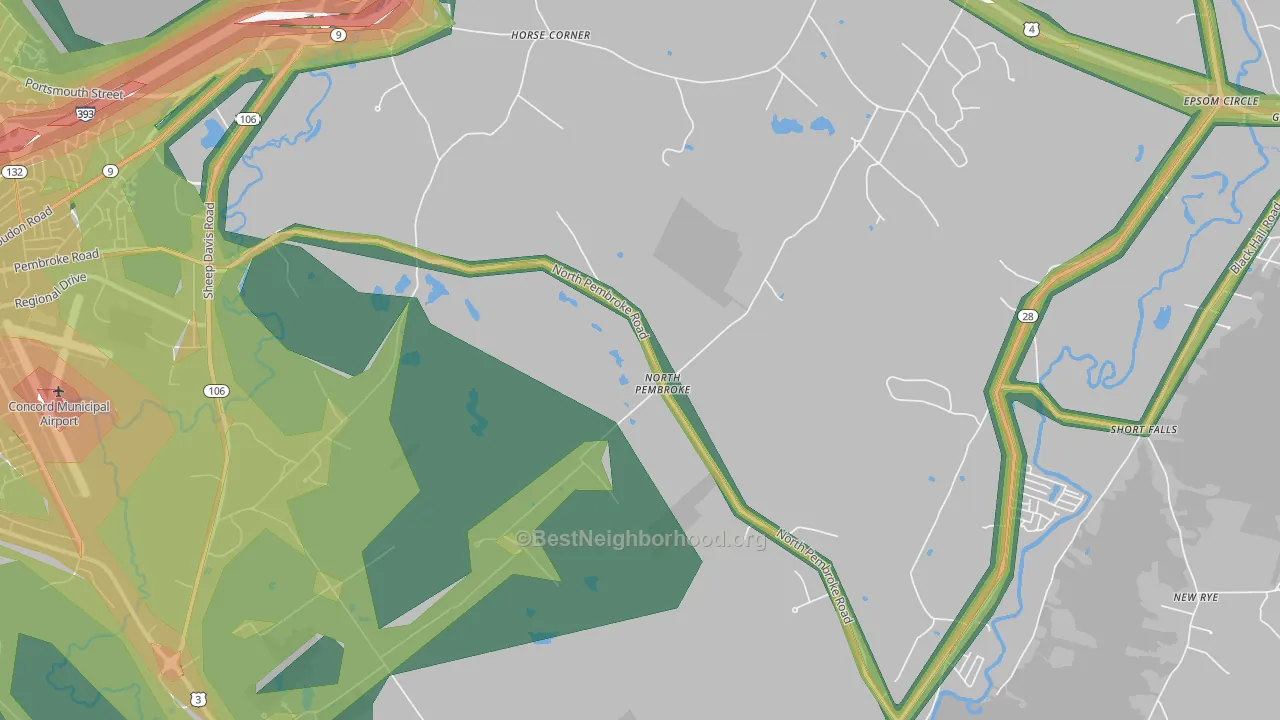 North Pembroke, NH Map of Noise Levels in North Pembroke