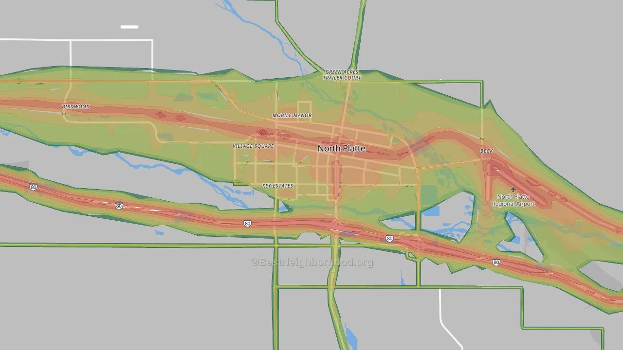 North Platte, NE Map of Noise Levels in North Platte