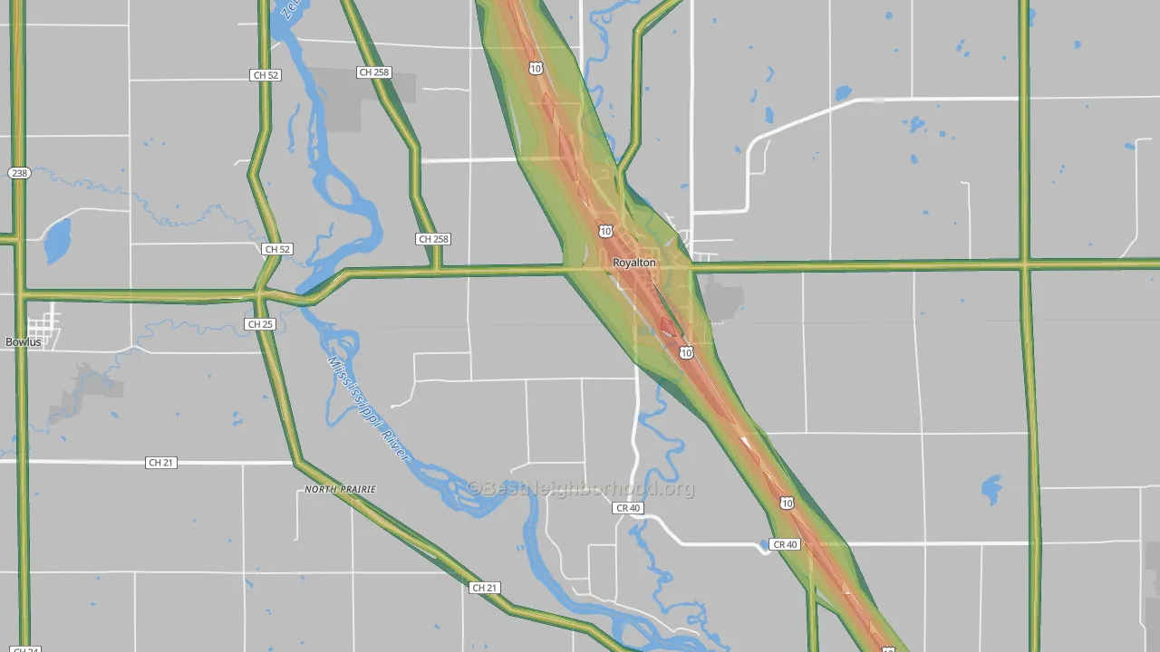 North Prairie, MN Map of Noise Levels in North Prairie