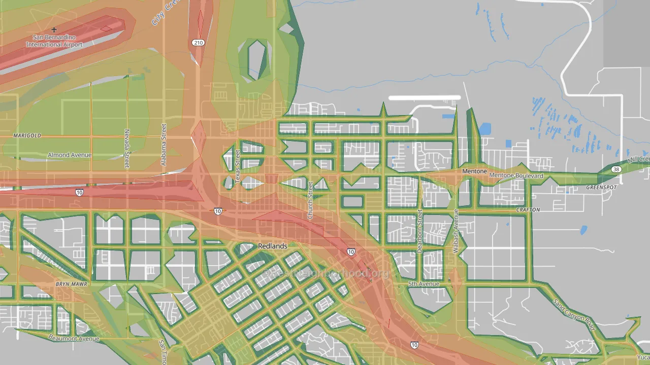 North Redlands, Redlands, CA Map of Noise Levels in North Redlands