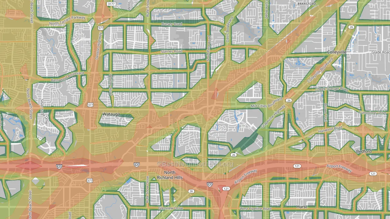 North Richland Hills, TX Map of Noise Levels in North Richland Hills