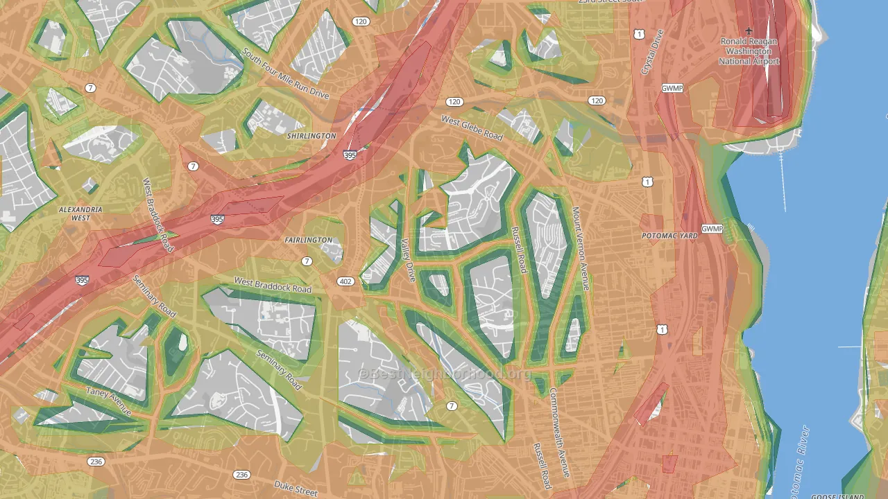 North Ridge Rosemont, Alexandria, VA Map of Noise Levels in North Ridge Rosemont