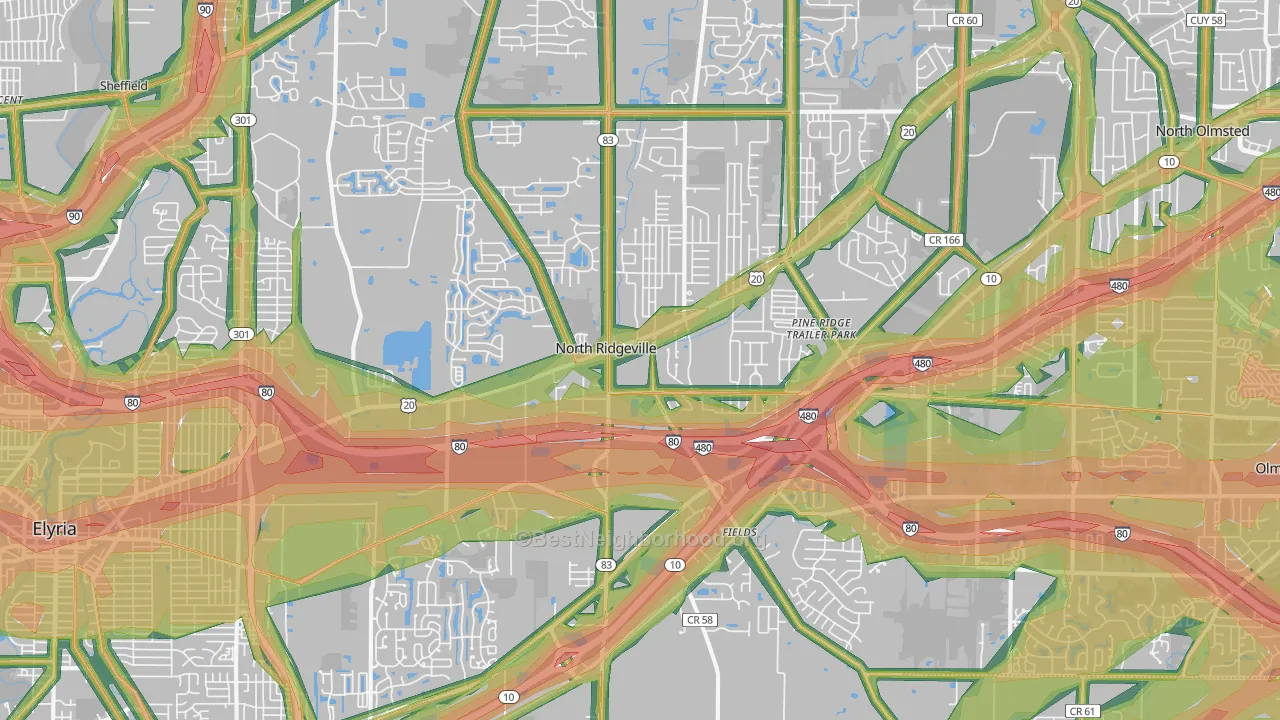 North Ridgeville, OH Map of Noise Levels in North Ridgeville