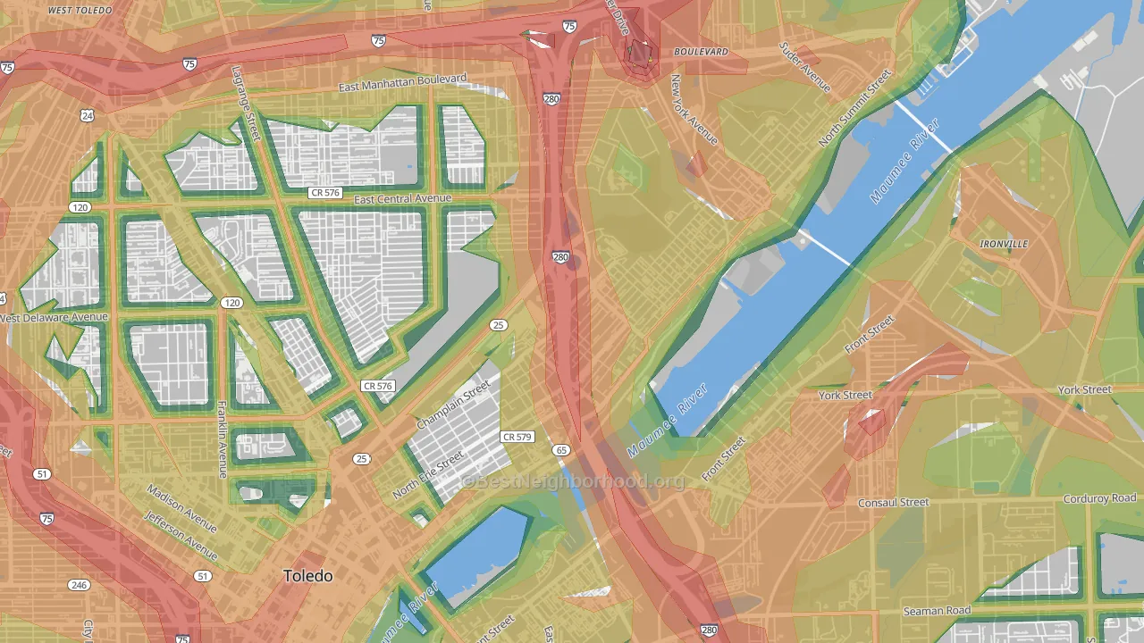 North River, Toledo, OH Map of Noise Levels in North River