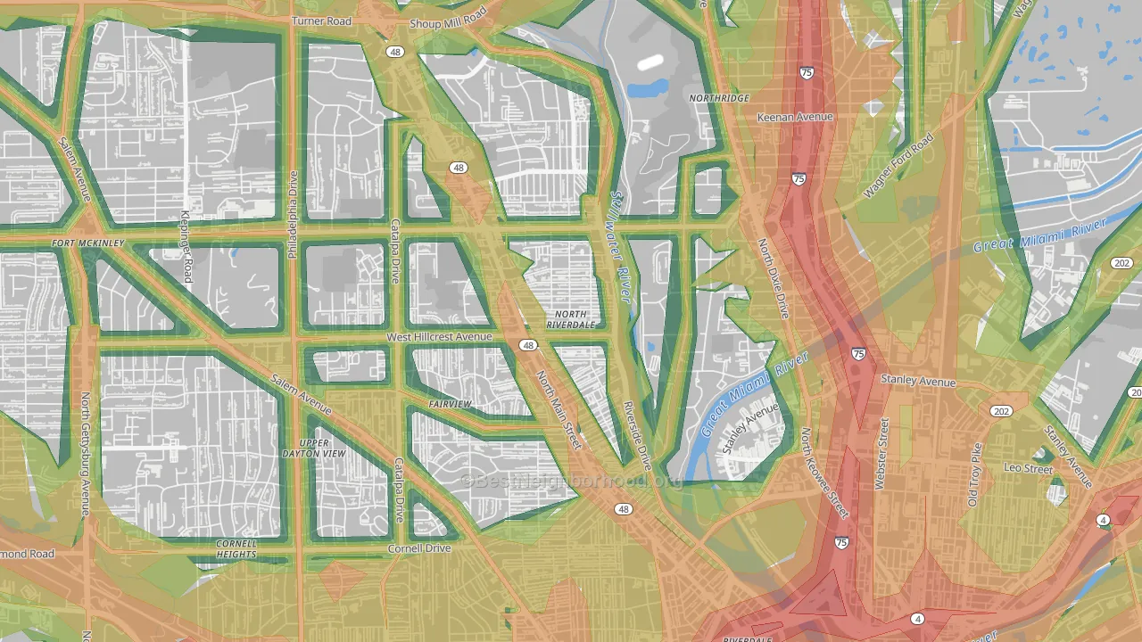 North Riverdale, Dayton, OH Map of Noise Levels in North Riverdale