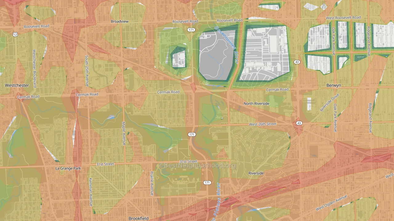 North Riverside, IL Map of Noise Levels in North Riverside
