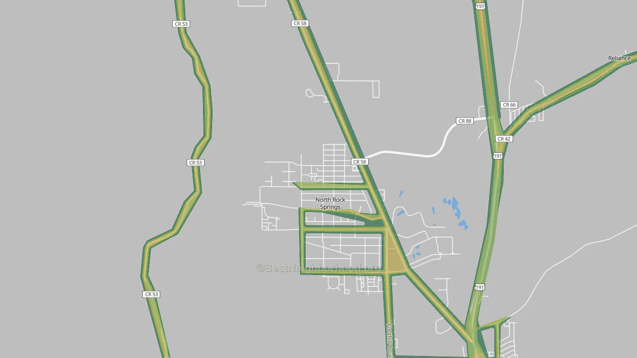 North Rock Springs, WY Map of Noise Levels in North Rock Springs
