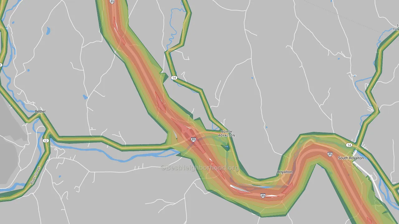 North Royalton, VT Map of Noise Levels in North Royalton