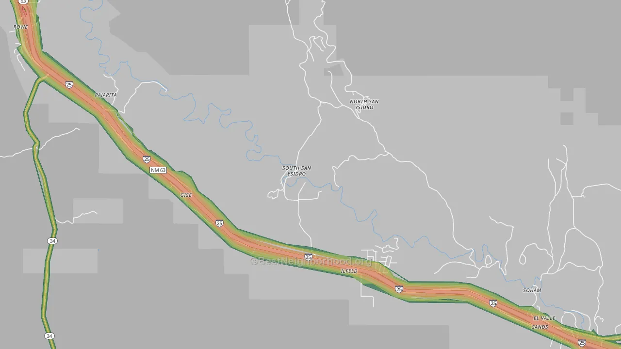 North San Ysidro, NM Map of Noise Levels in North San Ysidro