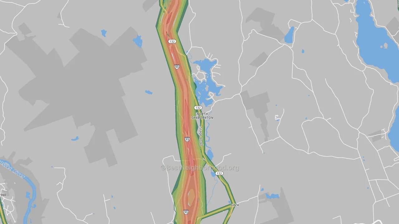 North Sanbornton, NH Map of Noise Levels in North Sanbornton