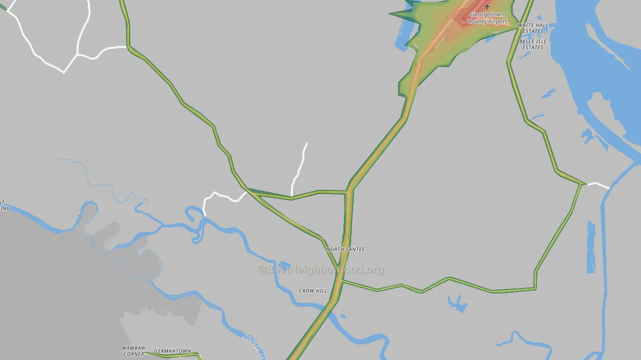 North Santee, SC Map of Noise Levels in North Santee