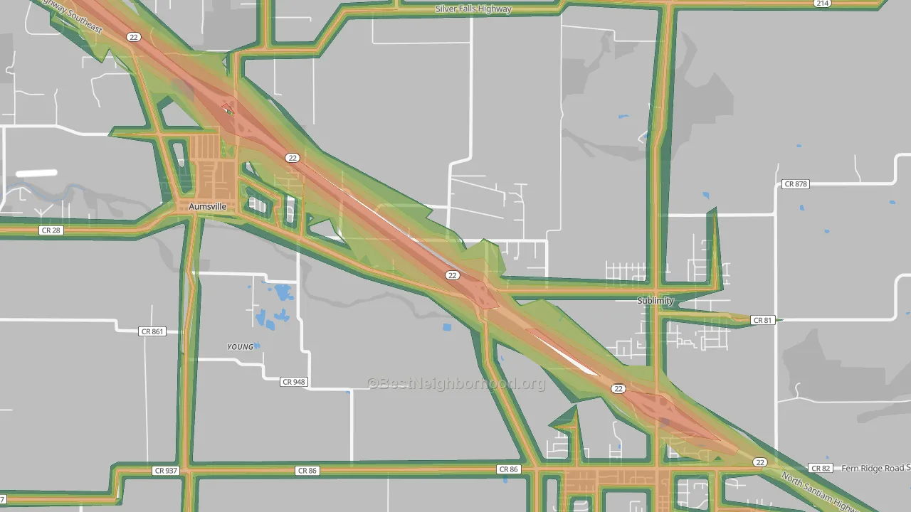 North Santiam, OR Map of Noise Levels in North Santiam